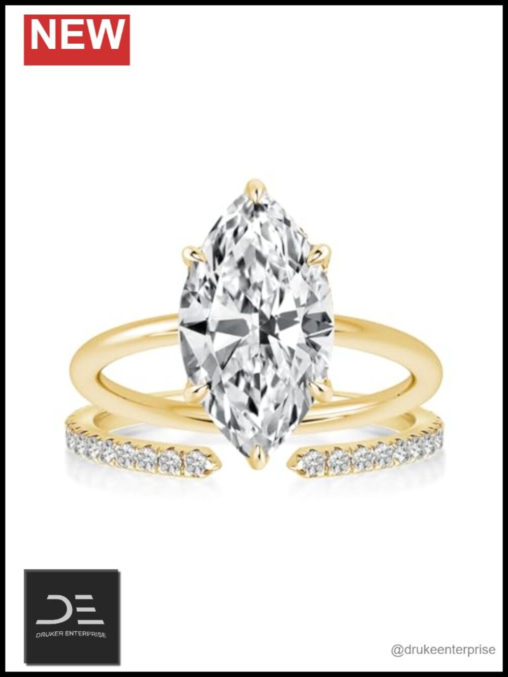 3.5CT Marquise Cushion Pear Cut Ring Set S925 Silver Open Band Stackable